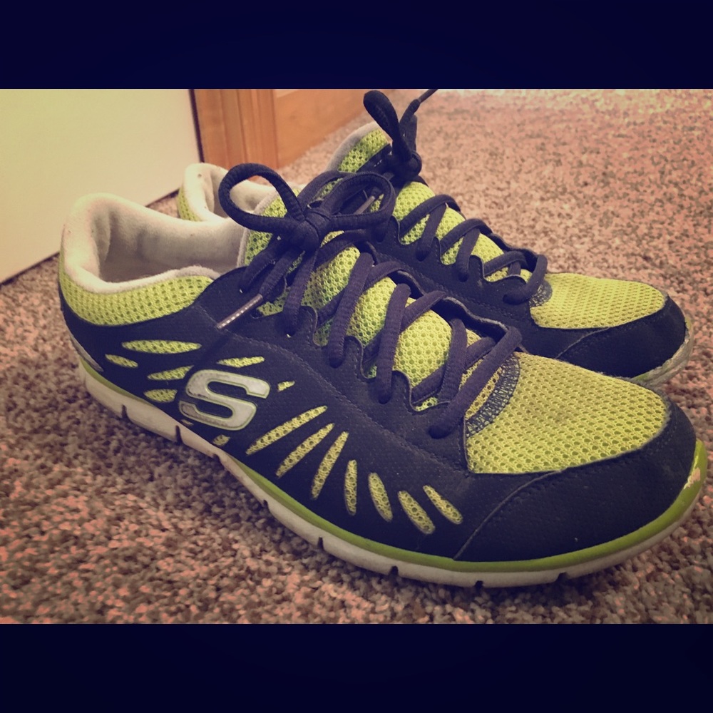 Green and black sneakers